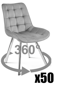 Paleta 50 szt. - Krzesło SORIA 360 - aksamit szary jasny / nogi chrom