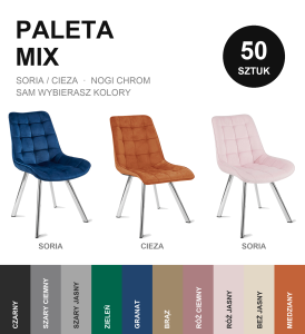 Paleta dowolnych 50 szt. SORIA / CIEZA nogi chrom - mix modeli i kolorów