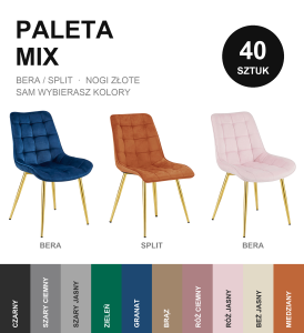 Paleta dowolnych 40 szt. BERA / SPLIT nogi złote - mix modeli i kolorów