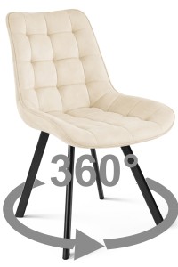 Krzesło SORIA 360 - aksamit beż jasny / nogi czarne x 1