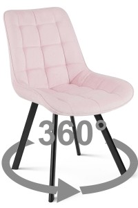 Krzesło SORIA 360 - aksamit róż jasny / nogi czarne x 1