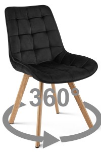 Krzesło SORIA 360 - aksamit czarny / nogi dąb x 1