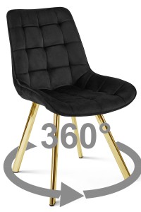 Krzesło SORIA 360 - aksamit czarny / nogi złote x 1