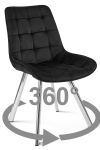 Krzesło SORIA 360 - aksamit czarny / nogi chrom x 1