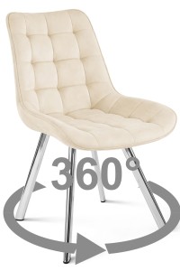 Krzesło SORIA 360 - aksamit beż jasny / nogi chrom x 1