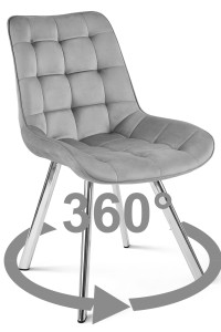 Krzesło SORIA 360 - aksamit szary jasny / nogi chrom x 1