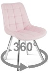 Krzesło SORIA 360 - aksamit róż jasny / nogi chrom x 1