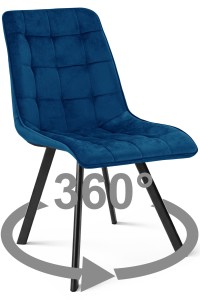 Krzesło CIEZA 360 - aksamit granat / nogi czarne x 1