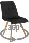 Krzesło CIEZA 360 - aksamit czarny / nogi dąb x 1