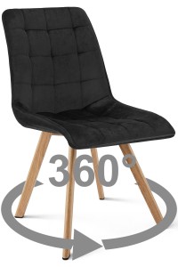 Krzesło CIEZA 360 - aksamit czarny / nogi dąb x 1