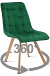 Krzesło CIEZA 360 - aksamit zieleń / nogi dąb x 1