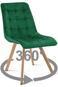 Krzesło CIEZA 360 - aksamit zieleń / nogi dąb x 1