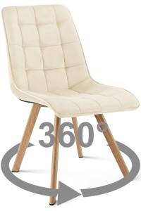 Krzesło CIEZA 360 - aksamit beż jasny / nogi dąb x 1