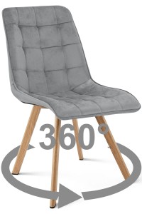 Krzesło CIEZA 360 - aksamit szary jasny / nogi dąb x 1