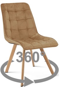 Krzesło CIEZA 360 - aksamit brąz / nogi dąb x 1