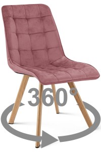 Krzesło CIEZA 360 - aksamit róż ciemny / nogi dąb x 1