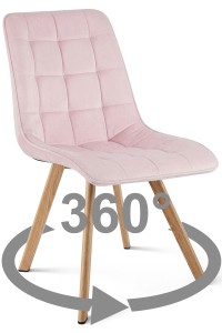 Krzesło CIEZA 360 - aksamit róż jasny / nogi dąb x 1