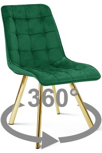 Krzesło CIEZA 360 - aksamit zieleń / nogi złote x 1