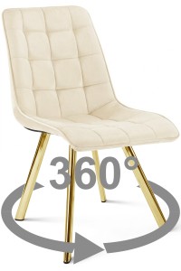 Krzesło CIEZA 360 - aksamit beż jasny / nogi złote x 1