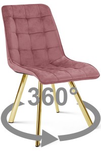 Krzesło CIEZA 360 - aksamit róż ciemny / nogi złote x 1