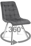 Krzesło CIEZA 360 - aksamit szary ciemny / nogi chrom x 1