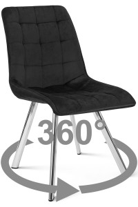 Krzesło CIEZA 360 - aksamit czarny / nogi chrom x 1