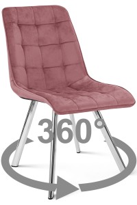 Krzesło CIEZA 360 - aksamit róż ciemny / nogi chrom x 1