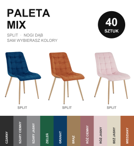 Paleta dowolnych 40 szt. SPLIT nogi dąb - mix modeli i kolorów